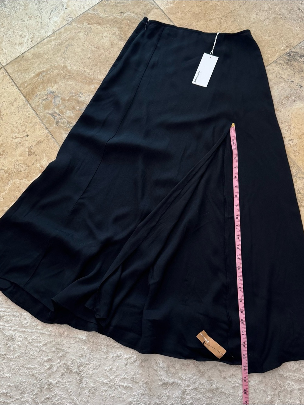 NWT Reformation Black Midi Skirt with High Side Slit - Picture 8 of 10